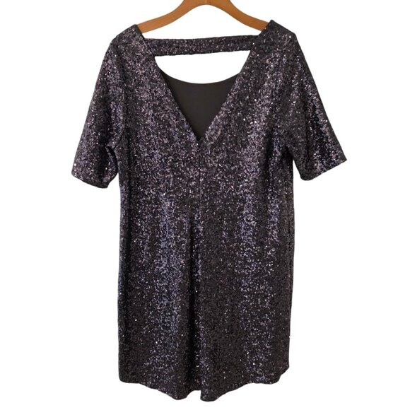 Torrid Dress Womens 00 All Over Sequin Sheath Party Holiday Gray Silver Sz 10 M - Picture 2 of 14